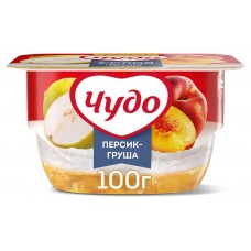Творожок Чудо воздушный персик-груша 4,2% БЗМЖ, 100 г (kastd) в магазинах Ашан
