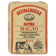 Масло сливочное Асеньевская ферма 82,5% БЗМЖ, 180 г (kastd) в магазинах Ашан