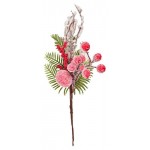 Декоративная ветка с ягодами и шишками, 26 см (kastd) Декоративная ветка с ягодами и шишками, 26 см (kastd)