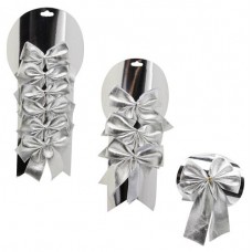 Елочное украшение Бант серебристый, 14х19 см (kastd) в магазинах Ашан