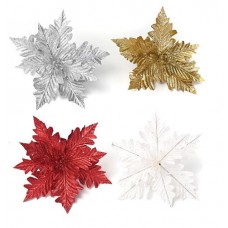 Украшение рождественское Цветок на клипсе, 27 см (kastd) в магазинах Ашан