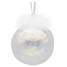 Шар стеклянный Жемчужный с пером, 8 см (kastd) в магазинах Ашан