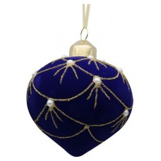 Шар стеклянный флокированный синий, 8 см (kastd) в магазинах Ашан