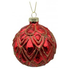 Шар стеклянный красный с глитером, 8 см (kastd) в магазинах Ашан