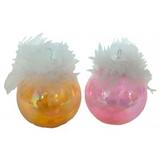 Шар прозрачный с перьями, 8 см (kastd) в магазинах Ашан