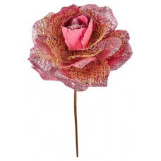 Цветок искусственный Роза розовая, 15 см (kastd) в магазинах Ашан