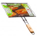 Решетка гриль Лесниково для рыбы двойная нержавеющая сталь, 33,8х25 см (kastd)