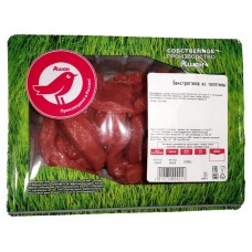 Бефстроганов из телятины АШАН Красная птица, 400 г (kastd) в магазинах Ашан