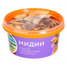 Мидии в масле Меридиан с пряностями Брушетта, 430 г (kastd) в магазинах Ашан