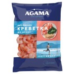 Креветки варено-мороженные Agama Королевская Ė 6 очищенные с хвостом, 850 г (kastd)