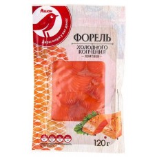 Форель холодного копчения ломтики АШАН Красная птица, 120 г (kastd) в магазинах Ашан