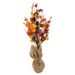 Ветка декоративная с тыквами в горшке, 53 см (kastd)