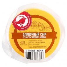 Сыр мягкий АШАН Красная птица Сливочный топленое молоко 50% БЗМЖ, 400 г (kastd) в магазинах Ашан