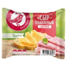 Сыр плавленый АШАН Красная птица слайсы с ветчиной 45% БЗМЖ, 130 г (kastd) в магазинах Ашан