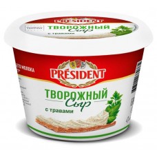 Сыр творожный President с травами БЗМЖ, 140 г (kastd) в магазинах Ашан