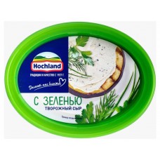 Сыр творожный Hochland с зеленью 60% БЗМЖ, 140 г (kastd) в магазинах Ашан