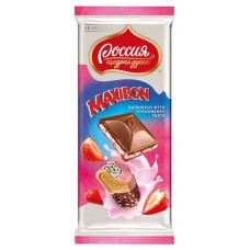 Шоколад Россия - Щедрая душа! молочный с двухслойной начинкой со вкусом клубники и печеньем, 80 г (kastd) в магазинах Ашан