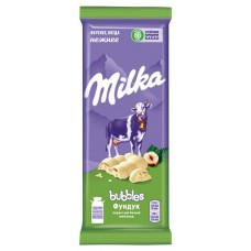 Шоколад Milka Bubbles белый пористый с фундуком, 83 г (kastd) в магазинах Ашан