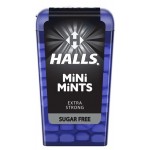 КонфетыHalls Mini Mints Extra Strong без сахара со вкусом мяты и ментола, 12,5 г (kastd)
