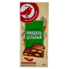 Шоколад АШАН Красная птица темный с цельным миндалем, 100 г (kastd) в магазинах Ашан