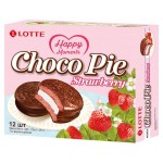 Печенье бисквитное Lotte Choco Pie Strawberry со вкусом клубники, 336 г (kastd)
