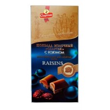 Шоколад молочный Спартак с изюмом, 90 г (kastd) в магазинах Ашан