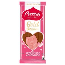 Шоколад молочный и белый Россия-Щедрая душа! Gold Selection со вкусом Клубничное мороженое, 80 г (kastd) в магазинах Ашан