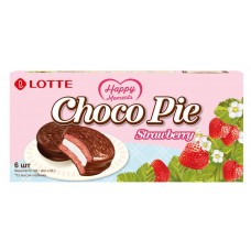 Печенье бисквитное Lotte Choco Pie глазированное со вкусом клубники, 168 г (kastd) в магазинах Ашан
