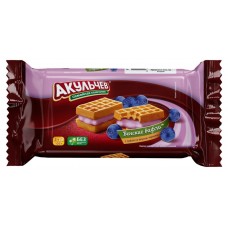 Вафли венские мягкие Акульчев с суфле со вкусом черники, 105 г (kastd) в магазинах Ашан