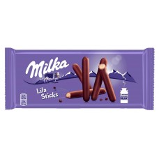 Печенье-палочки Milka Lila Sticks покрытое молочным шоколадом, 112 г (kastd) в магазинах Ашан