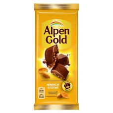 Шоколад Alpen Gold молочный с арахисом и кукурузными хлопьями, 90 г (kastd) в магазинах Ашан
