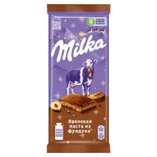 Шоколад Milka молочный c ореховой пастой из фундука, 90 г (kastd) в магазинах Ашан