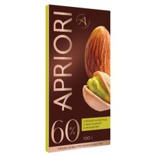 Шоколад АПРИОРИ горький с фисташкой и миндалем, 100 г (kastd) в магазинах Ашан
