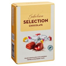 Конфеты шоколадные Jakobsen ассорти Selection со вкусами марципана ириса клубники, 125 г (kastd) в магазинах Ашан