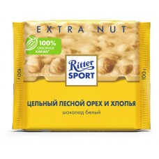 Шоколад Ritter Sport белый с цельным лесным орехом и хлопьями, 100 г (kastd) в магазинах Ашан