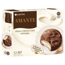 Пирожное глазированное Lotte со сливочной прослойкой Amante, 336 г (kastd) в магазинах Ашан