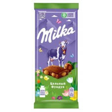 Шоколад Milka молочный с цельным фундуком, 90 г (kastd) в магазинах Ашан