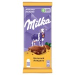 Шоколад Milka молочный с цельным миндалем, 90 г (kastd)