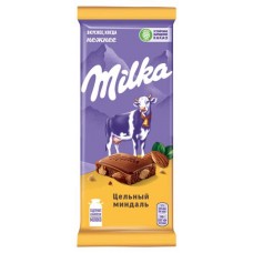 Шоколад Milka молочный с цельным миндалем, 90 г (kastd) в магазинах Ашан