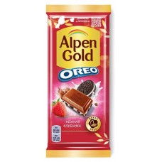 Шоколад молочный Alpen Gold нежная клубника и кусочки печенья Оrео, 90 г (kastd) в магазинах Ашан