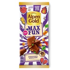 Шоколад Alpen Gold Max Fun молочный с карамелью мармеладом и печеньем, 160 г (kastd) в магазинах Ашан