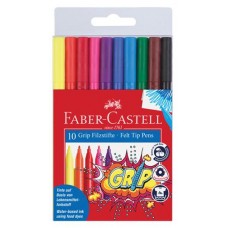 Фломастеры Faber-Castell Grip трехгранные смываемые, 10 цветов (kastd) в магазинах Ашан