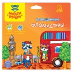 Фломастеры Мульти-Пульти Енот в Англии утолщенные смываемые, 12 цветов (kastd)