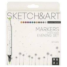 Маркеры BrunoVisconti Evening set для скетчинга, 12 цветов (kastd) в магазинах Ашан