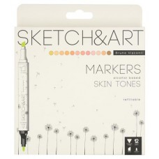 Маркеры BrunoVisconti Skin tones для скетчинга, 12 цветов (kastd) в магазинах Ашан