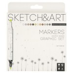 Маркеры BrunoVisconti Graphic set для скетчинга, 12 цветов (kastd)