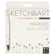 Маркеры BrunoVisconti Pastel colors для скетчинга, 12 цветов (kastd) в магазинах Ашан