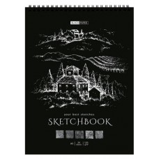 Скетчбук ArtSpace Black line House А5 на гребне черный блок, 20 л (kastd) в магазинах Ашан