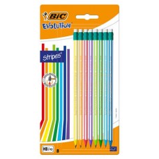 Карандаш BIC Evolution Stripes c ластиком, 8 шт (kastd) в магазинах Ашан