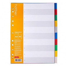 Разделители пластиковые Хатбер А4 10 цветов, 10 листов (kastd) в магазинах Ашан